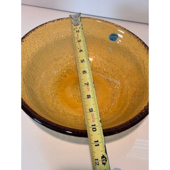 Vintage Imperial Co. Amber Glass Serving Bowl Textured Weighted Serveware - Picture 10 of 11